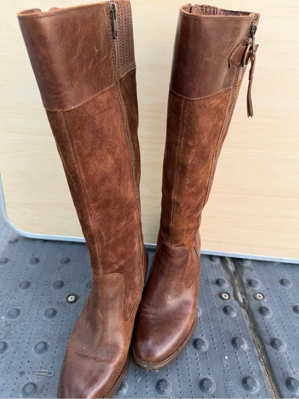 Bjorn Women's Over-the-Knee Brown Leather & Suede Boots with Side Zip